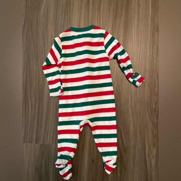 Old Navy Red and Green Footies One Piece with Striped Pattern size 3-6 months - Picture 2 of 4